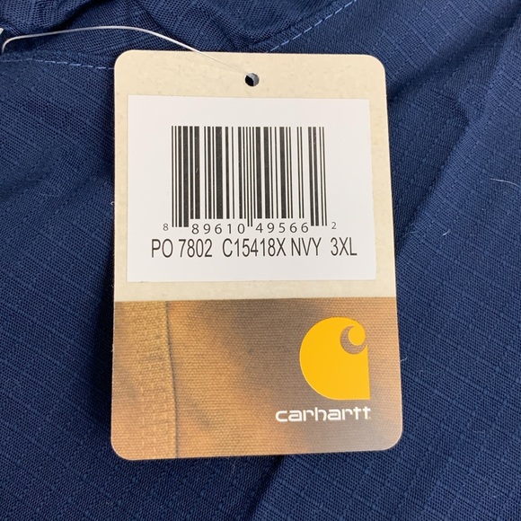 Carhartt Mens Ripstop Scrub Top Rugged Flex Size 3X Navy Blue pocket NEW NWT - Picture 7 of 12